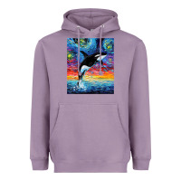 Lavender Orca Killer Whale Starry Night Colorful Ocean Art By Aja Heavyweight Hoodie - trangStudio