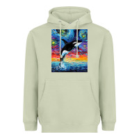 Matcha Orca Killer Whale Starry Night Colorful Ocean Art By Aja Heavyweight Hoodie - trangStudio