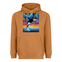 Orca Killer Whale Starry Night Colorful Ocean Art By Aja Heavyweight Hoodie | Teevron