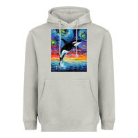 Moon Dust Orca Killer Whale Starry Night Colorful Ocean Art By Aja Heavyweight Hoodie - trangStudio