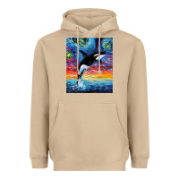 Mushroom Orca Killer Whale Starry Night Colorful Ocean Art By Aja Heavyweight Hoodie - trangStudio