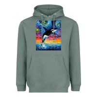 Sage Orca Killer Whale Starry Night Colorful Ocean Art By Aja Heavyweight Hoodie - trangStudio