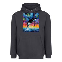 Smoke Orca Killer Whale Starry Night Colorful Ocean Art By Aja Heavyweight Hoodie - trangStudio