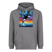Storm Orca Killer Whale Starry Night Colorful Ocean Art By Aja Heavyweight Hoodie - trangStudio