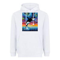 White Orca Killer Whale Starry Night Colorful Ocean Art By Aja Heavyweight Hoodie - trangStudio