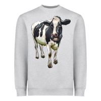 Heather Grey Holstein Bull Heavyweight Sweatshirt - LillyAllenDesigns