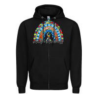 Black autism awareness rainbow Zipper Hoodie - RacoonDesign
