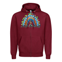 Burgundy autism awareness rainbow Zipper Hoodie - RacoonDesign