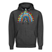 Charcoal Heather autism awareness rainbow Zipper Hoodie - RacoonDesign