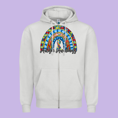 Autism Awareness Rainbow Zipper Hoodie Designed By Racoondesign