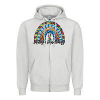 Dove Grey autism awareness rainbow Zipper Hoodie - RacoonDesign