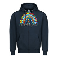 Navy autism awareness rainbow Zipper Hoodie - RacoonDesign