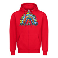 Red autism awareness rainbow Zipper Hoodie - RacoonDesign