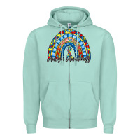Seafoam autism awareness rainbow Zipper Hoodie - RacoonDesign