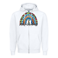 White autism awareness rainbow Zipper Hoodie - RacoonDesign