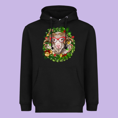 Christmas Merino Heavyweight Hoodie Designed By Barkaloodesign
