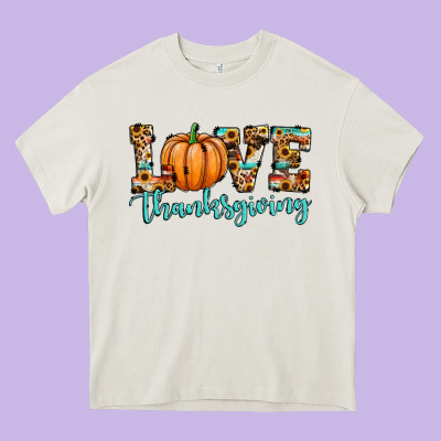 Love Thanksgiving Pumpkin Heavy Core Tee Designed By Jahusdesignshop