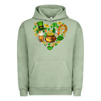 Pigment Oil Green St Patricks heart Urban Hoodie - AdoDesignShop