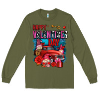 Army Green happy valentines day with gnomes and truck olivia Long Sleeve Tee - OliviaCreatesArt