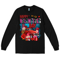 Black happy valentines day with gnomes and truck olivia Long Sleeve Tee - OliviaCreatesArt