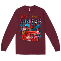 Burgundy happy valentines day with gnomes and truck olivia Long Sleeve Tee - OliviaCreatesArt