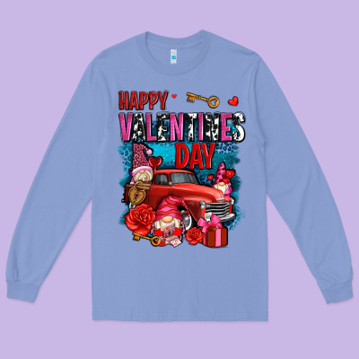 Happy Valentines Day With Gnomes And Truck Olivia Long Sleeve Tee Designed By Oliviacreatesart