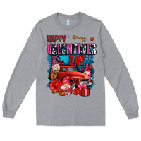 Heather Grey happy valentines day with gnomes and truck olivia Long Sleeve Tee - OliviaCreatesArt