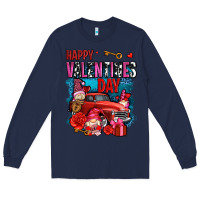 Navy happy valentines day with gnomes and truck olivia Long Sleeve Tee - OliviaCreatesArt