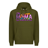 Army Green This Mama is chilling with her Premium Hoodie - CowhideDigitalArt
