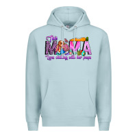 Blue Mist This Mama is chilling with her Premium Hoodie - CowhideDigitalArt