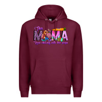 Burgundy This Mama is chilling with her Premium Hoodie - CowhideDigitalArt