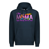 Navy This Mama is chilling with her Premium Hoodie - CowhideDigitalArt