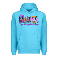 Ocean Blue This Mama is chilling with her Premium Hoodie - CowhideDigitalArt