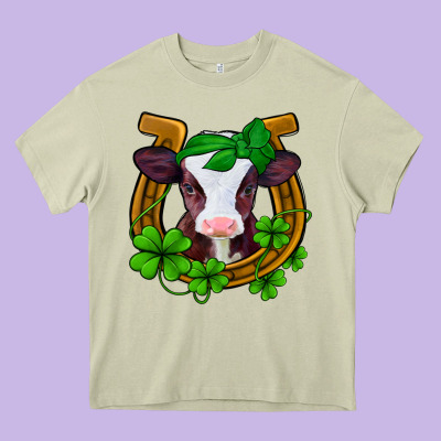 Lucky Horseshoe 4 Leaf Clover Baby Calf Heavy Core Tee Designed By Jasminsmagicworld