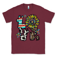 Burgundy love autism Classic Tee - CowhideDigitalArt