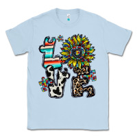 Dusty Blue love autism Classic Tee - CowhideDigitalArt
