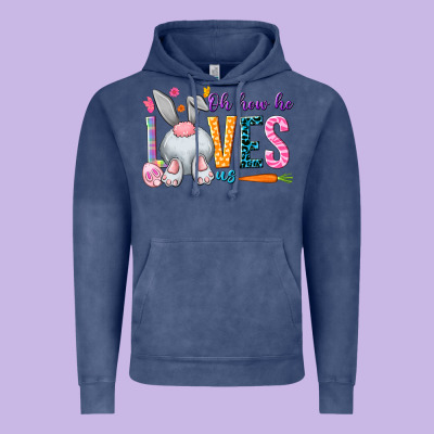 Oh How He Loves Us Easter Day Vintage Hoodie Designed By Howdyjamesfarm