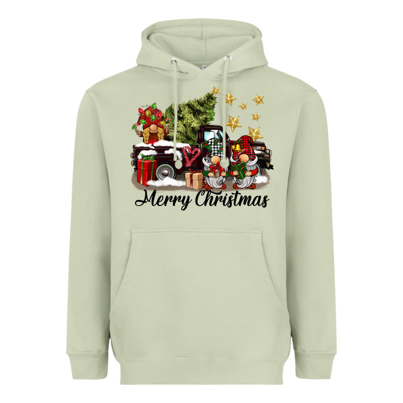 Merry Christmas Gnomes Truck Heavyweight Hoodie by BarkalooDesign | Teevron