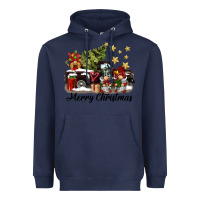 Navy merry christmas gnomes truck Heavyweight Hoodie - BarkalooDesign