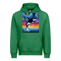 Emerald Orca Killer Whale Starry Night Colorful Ocean Art By Aja Urban Hoodie - trangStudio