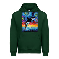 Forest Green Orca Killer Whale Starry Night Colorful Ocean Art By Aja Urban Hoodie - trangStudio