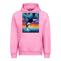 Fuchsia Pink Orca Killer Whale Starry Night Colorful Ocean Art By Aja Urban Hoodie - trangStudio