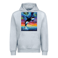 Heather Grey Orca Killer Whale Starry Night Colorful Ocean Art By Aja Urban Hoodie - trangStudio