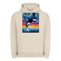 Pigment French Oak Orca Killer Whale Starry Night Colorful Ocean Art By Aja Urban Hoodie - trangStudio