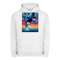 Orca Killer Whale Starry Night Colorful Ocean Art By Aja Urban Hoodie | Teevron