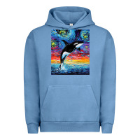 Pigment Pebble Blue Orca Killer Whale Starry Night Colorful Ocean Art By Aja Urban Hoodie - trangStudio