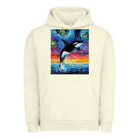 Pigment Pistachio Orca Killer Whale Starry Night Colorful Ocean Art By Aja Urban Hoodie - trangStudio