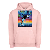 Pigment Salmon Orca Killer Whale Starry Night Colorful Ocean Art By Aja Urban Hoodie - trangStudio