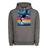 Pigment Tornado Orca Killer Whale Starry Night Colorful Ocean Art By Aja Urban Hoodie - trangStudio