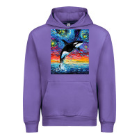 Tulip Orca Killer Whale Starry Night Colorful Ocean Art By Aja Urban Hoodie - trangStudio